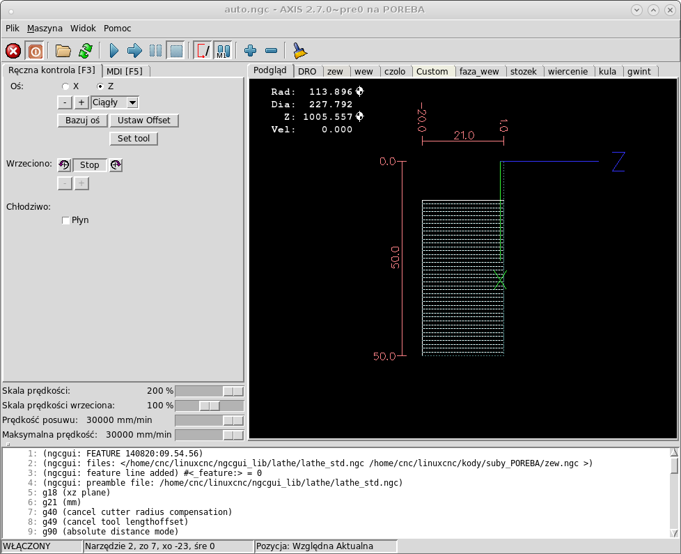 Nasze ustawienia do tokarki pod Axisem